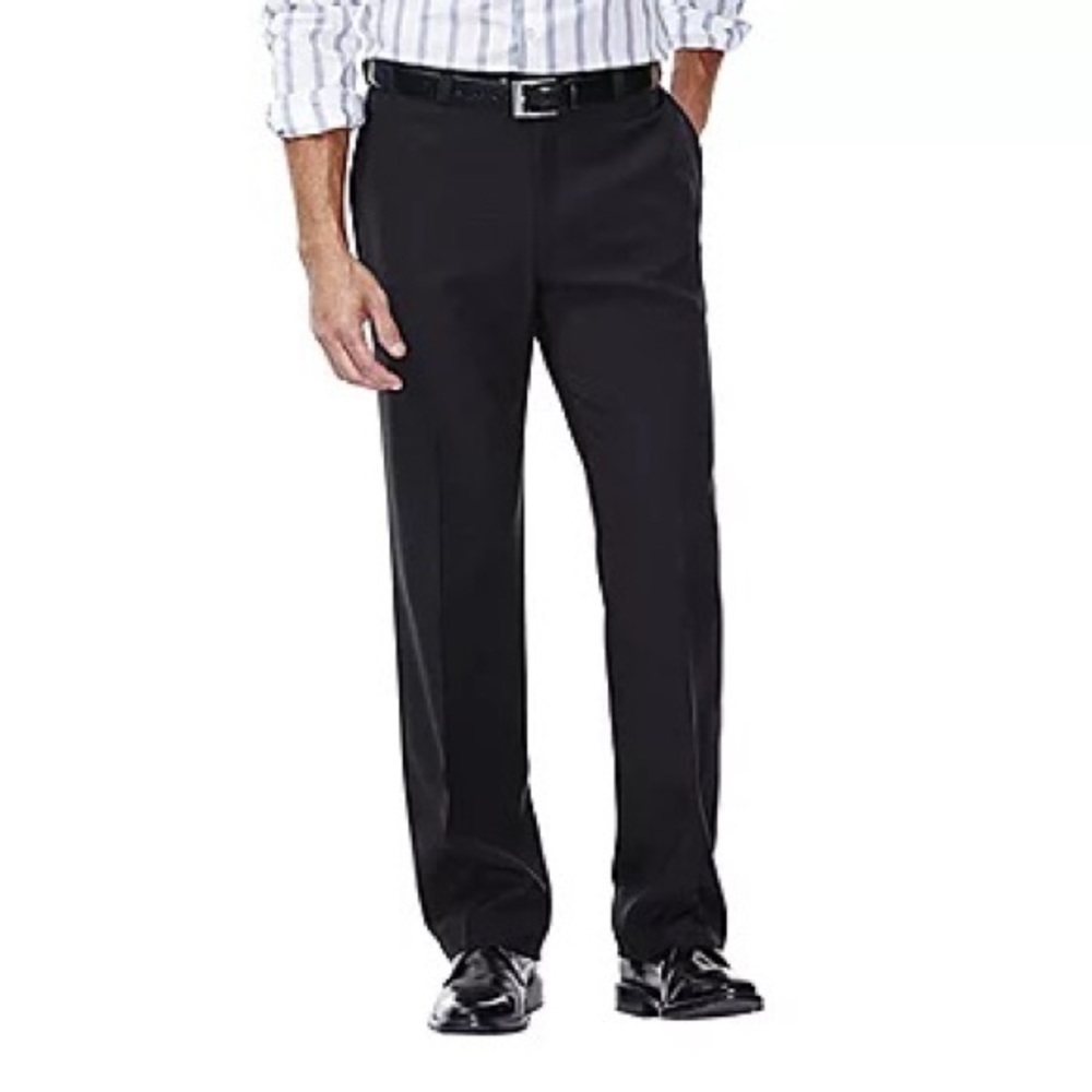 Haggar Classic Fit Eclo Stria Black Pant - Size 32 x 32